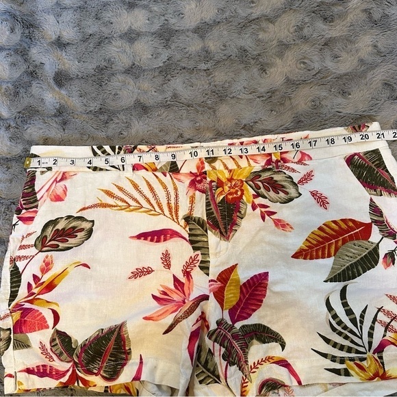 Old Navy Shorts Womens 18 Multicolor Floral Linen Blend Everyday Short Preppy - Picture 5 of 11